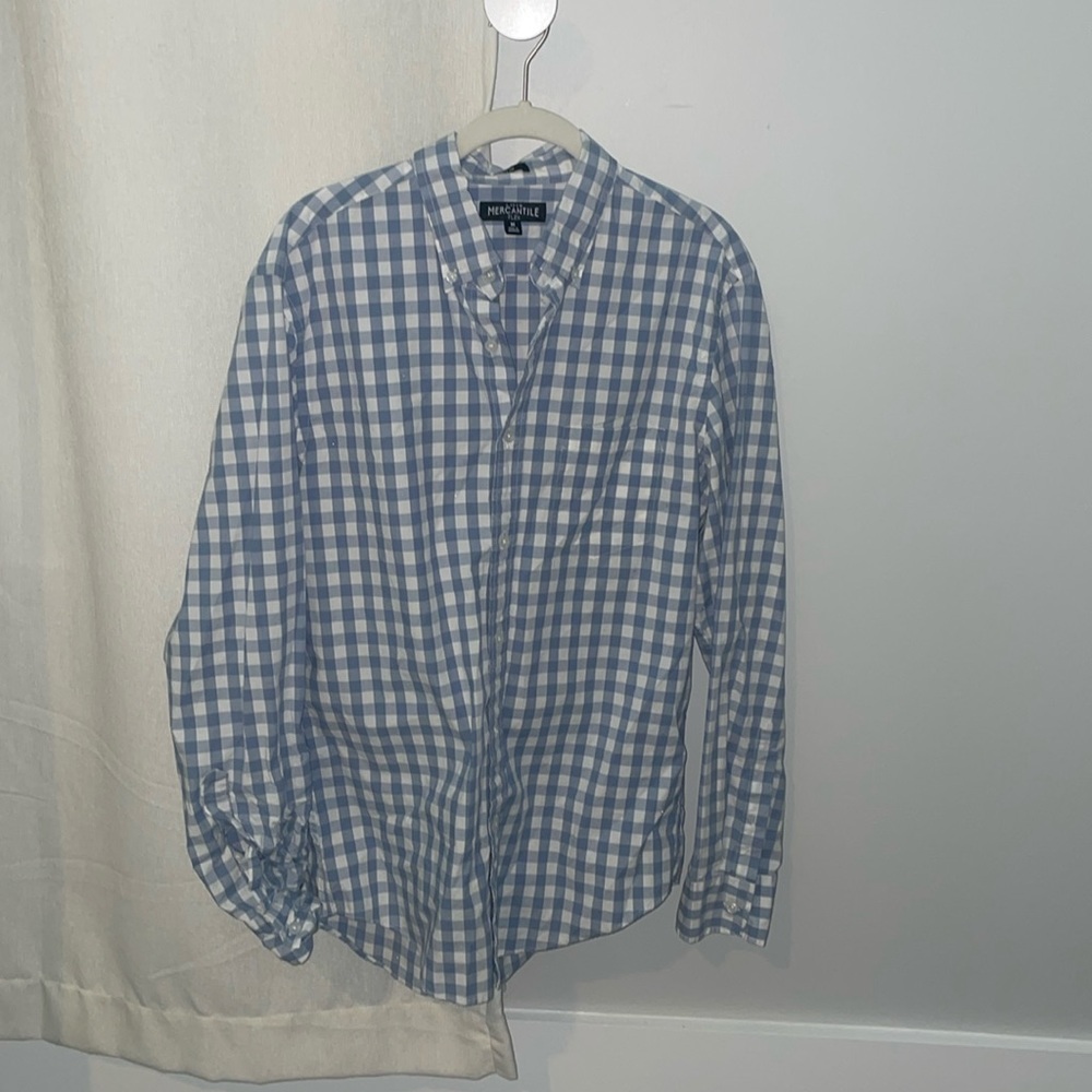 J. Crew Men's Grey & White Buttondown. Size: Medium Slim